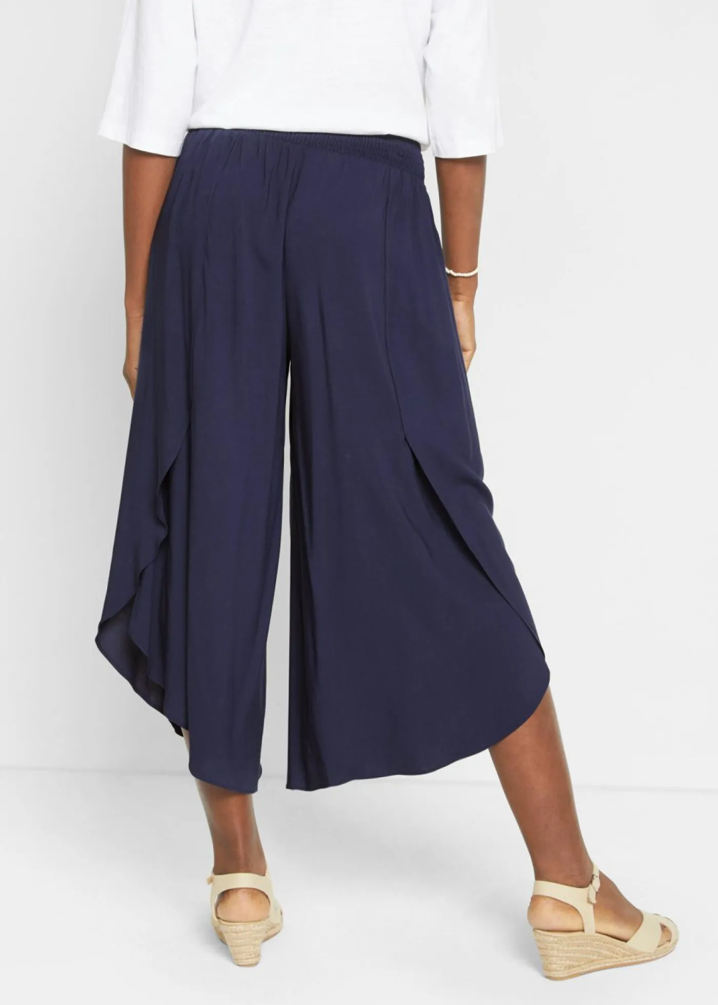 bonprix bonprix Pantalones>Culotte hasta la pantorrilla de viscosa sostenible Azul marino