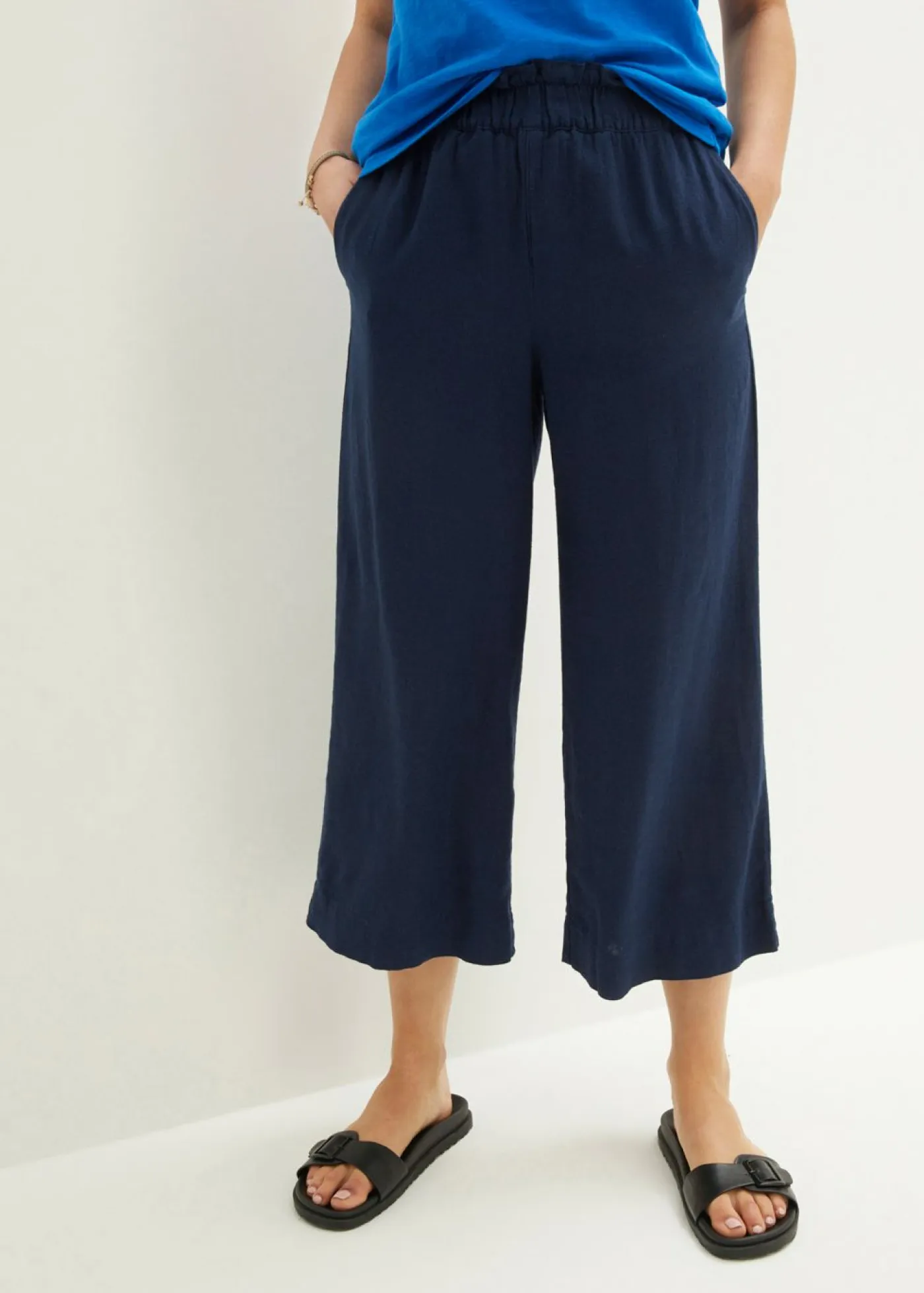 Mujer bonprix bonprix Culotte hasta la pantorrilla de mezcla de lino ligero