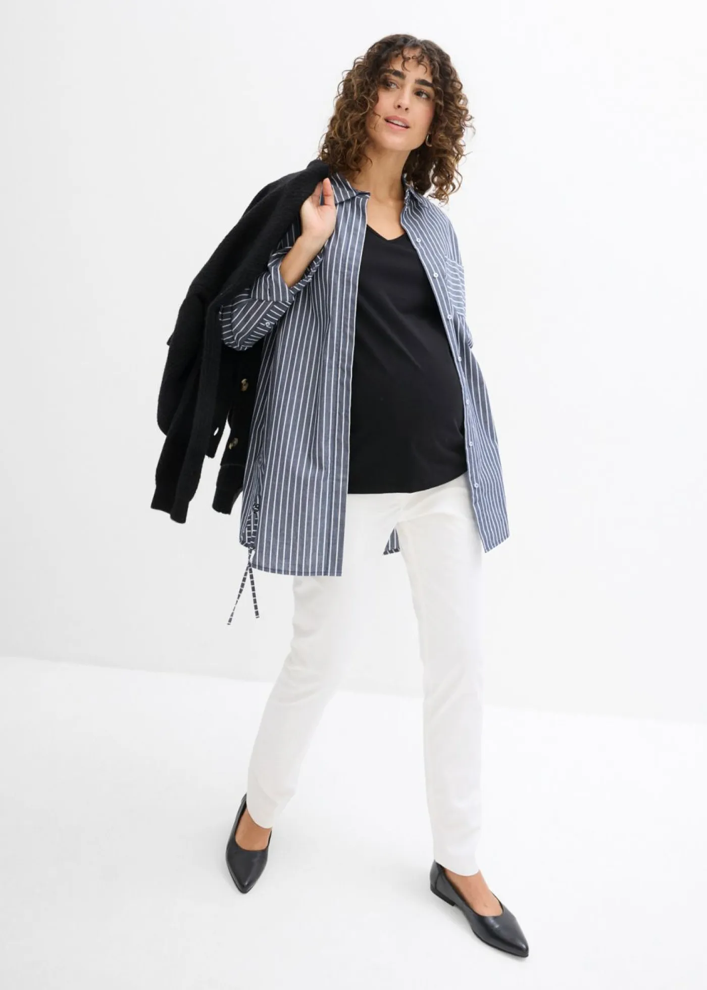 Mujer bonprix bonprix Elegantes pantalones premamá de pierna recta confeccionados en una mezcla de algodón agradable para la piel