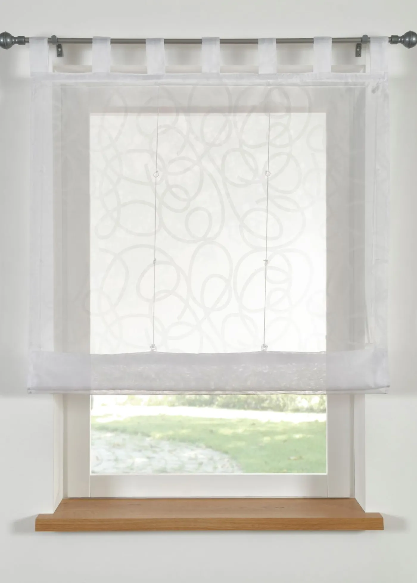 bonprix bonprix Estores Romanos>Estor transparente de poliéster reciclado con estampado Blanco