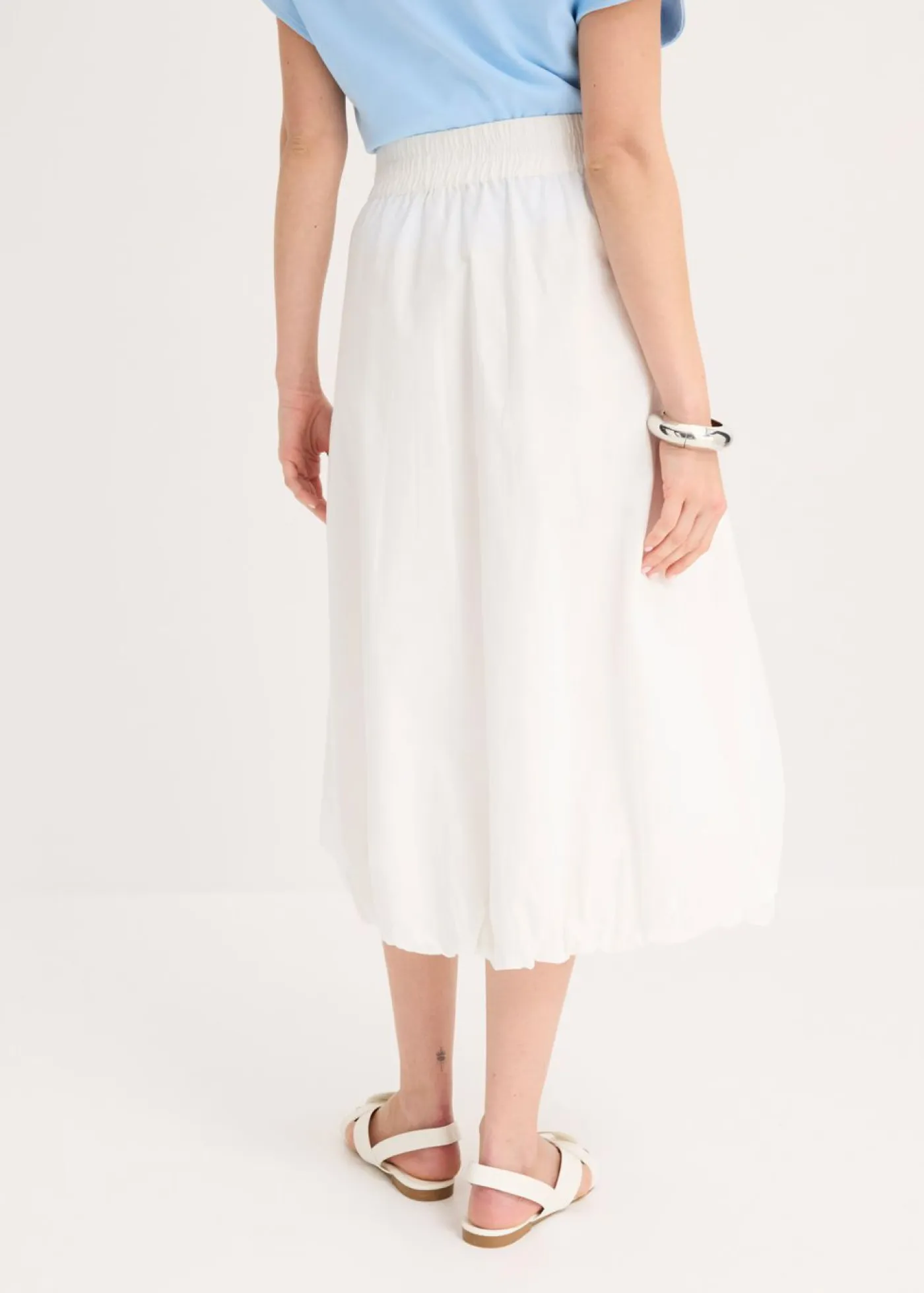 bonprix bonprix Esenciales|Faldas>Falda abullonada de algodón puro Blanco