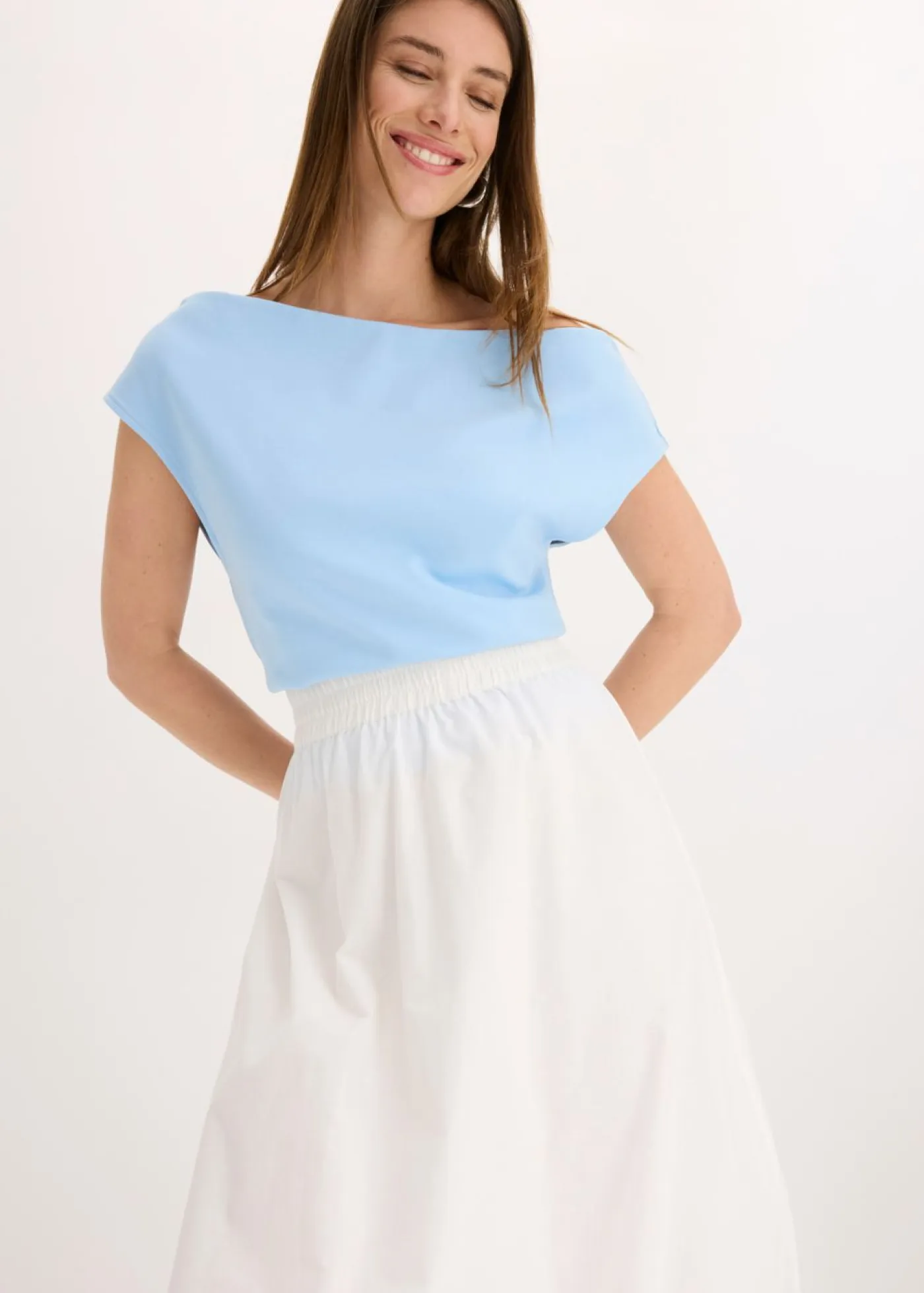 bonprix bonprix Esenciales|Faldas>Falda abullonada de algodón puro Blanco