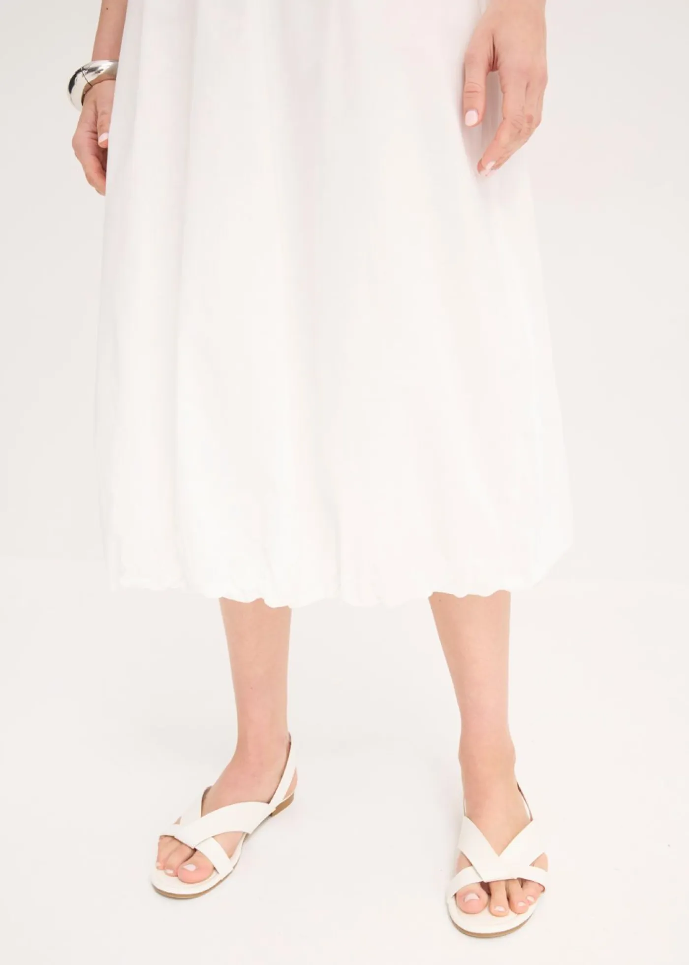 bonprix bonprix Esenciales|Faldas>Falda abullonada de algodón puro Blanco