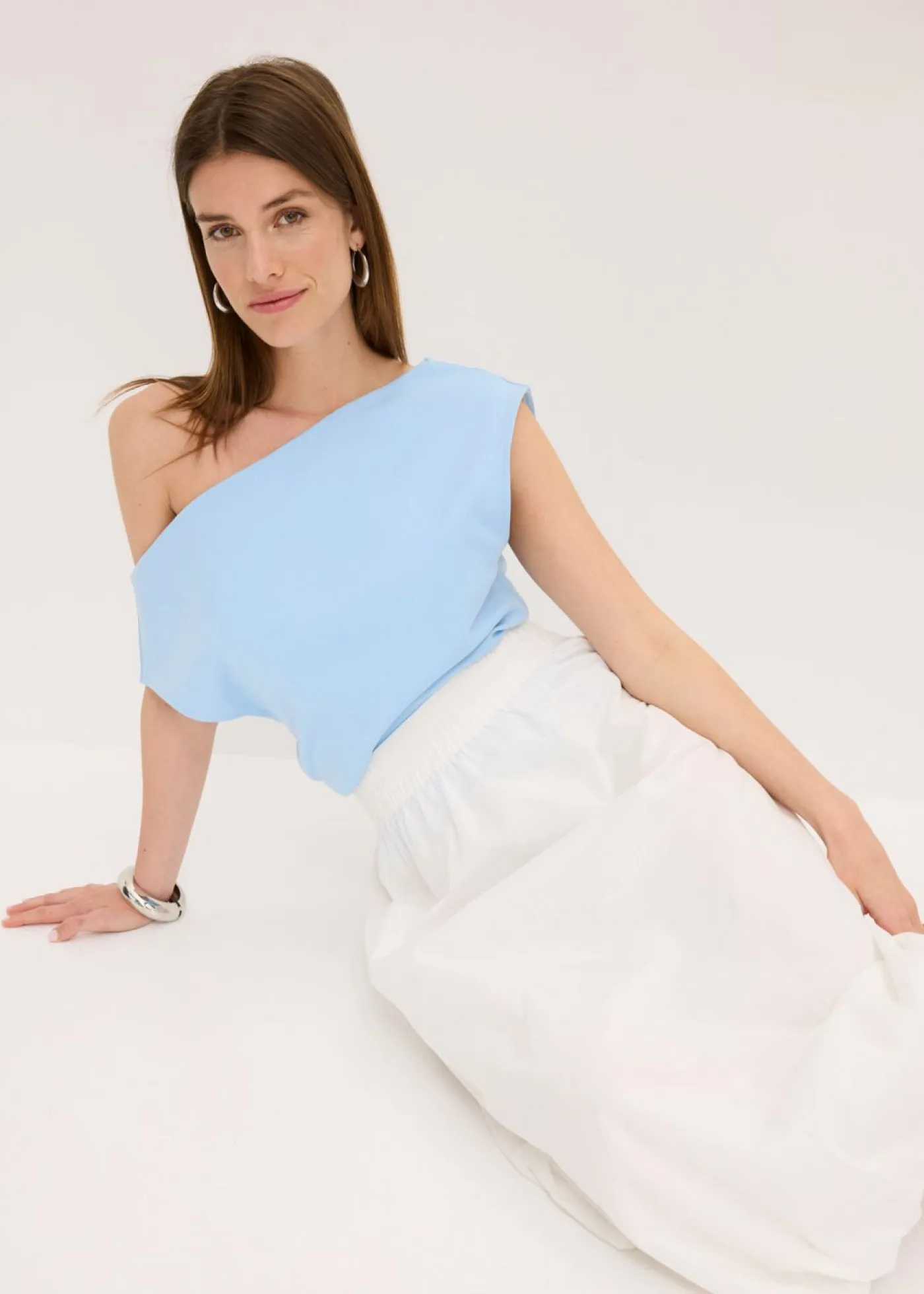 bonprix bonprix Esenciales|Faldas>Falda abullonada de algodón puro Blanco