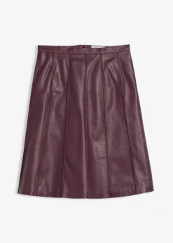 bonprix bonprix Premium|Faldas>Falda acampanada de napa de cordero rojo burdeos
