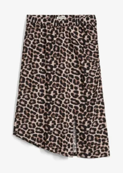Mujer bonprix bonprix Falda con abertura y estampado de leopardo