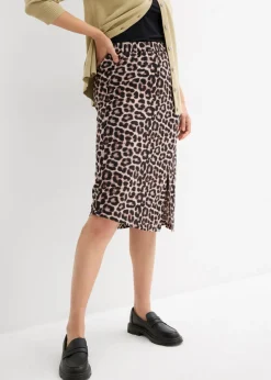Mujer bonprix bonprix Falda con abertura y estampado de leopardo