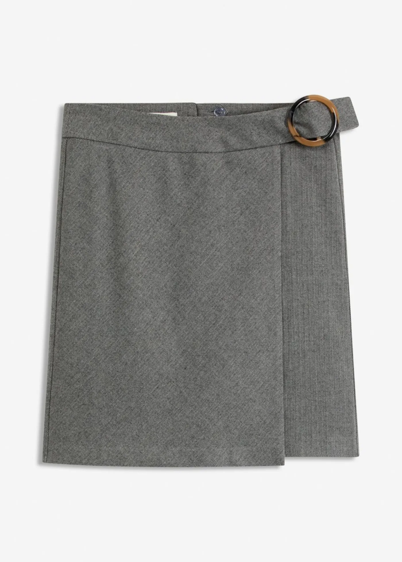 bonprix bonprix Faldas>Falda con aspecto cruzado y patrón de espiga Gris jaspeado