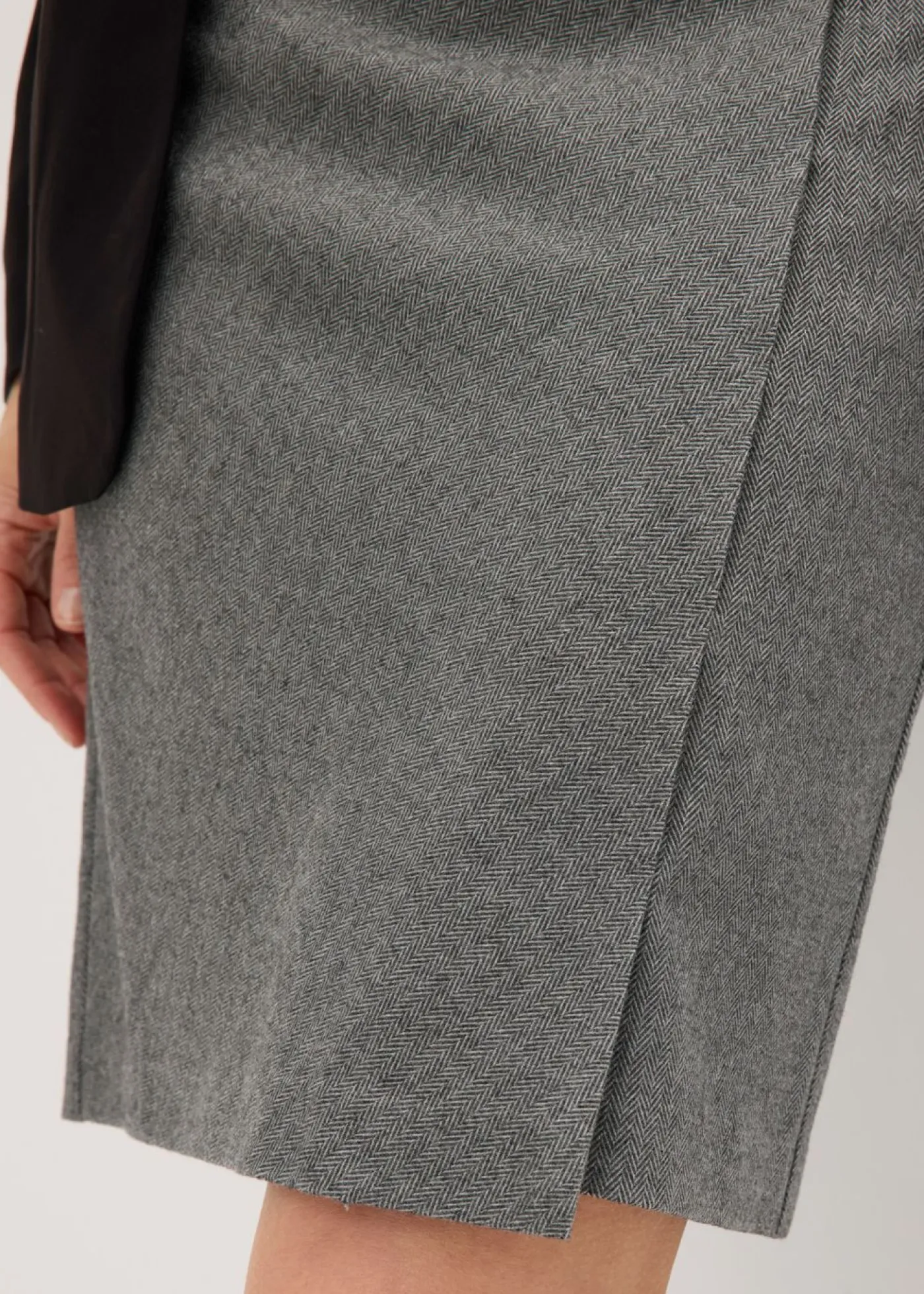 bonprix bonprix Faldas>Falda con aspecto cruzado y patrón de espiga Gris jaspeado