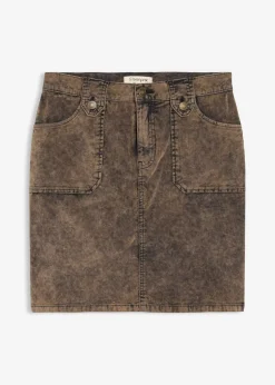 Mujer bonprix bonprix Falda corta de pana con efecto desgastado