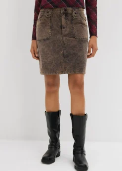 Mujer bonprix bonprix Falda corta de pana con efecto desgastado