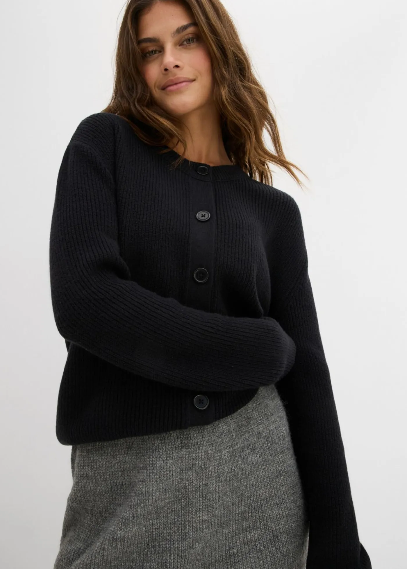 bonprix bonprix Básicos|Faldas>Falda corta de punto pizarra moteado