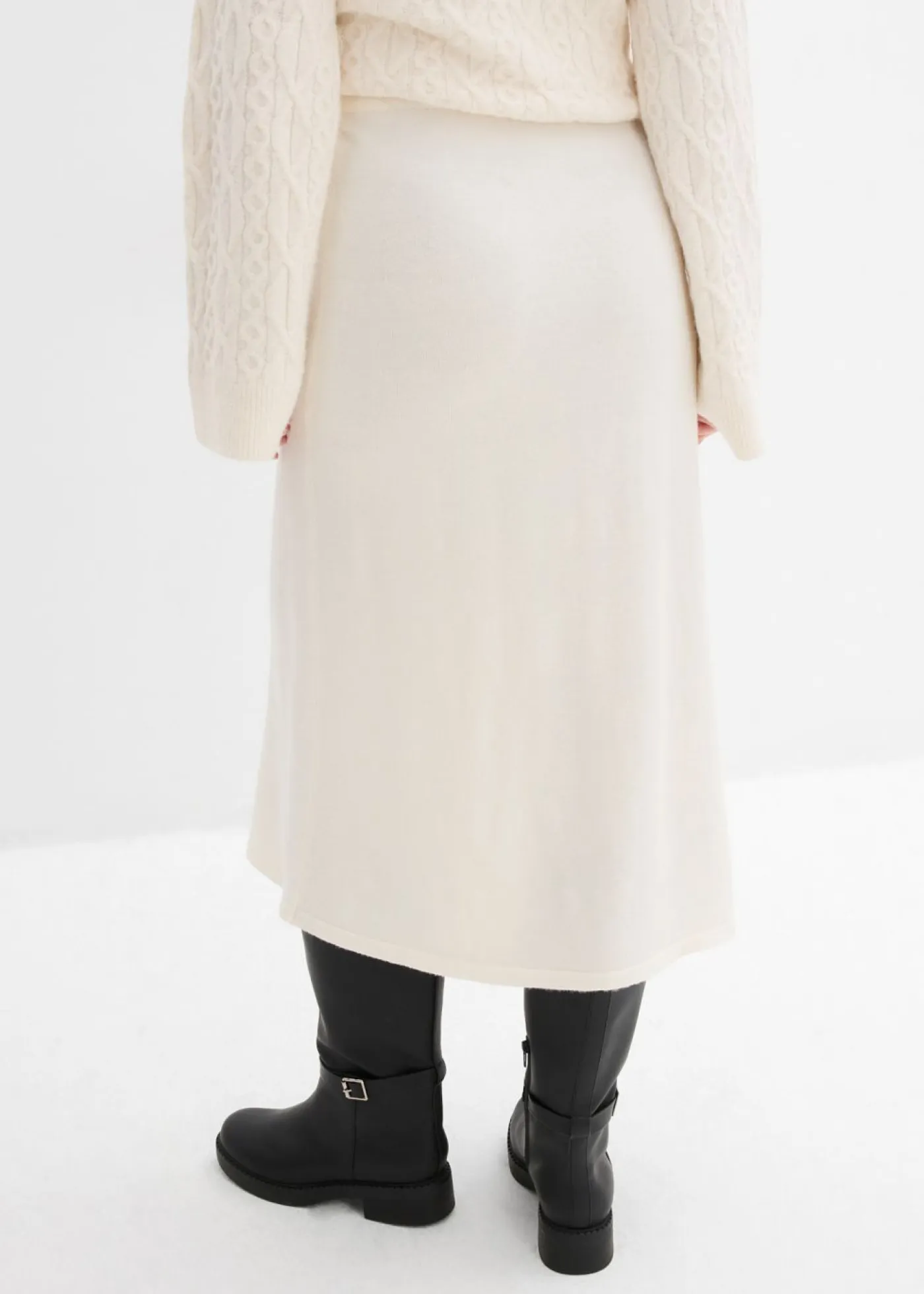 bonprix bonprix Faldas>Falda corta de punto de mezcla de viscosa suave blanco perla