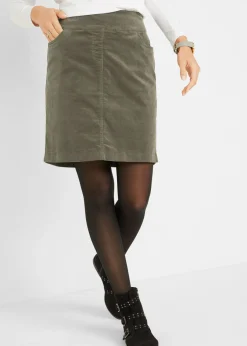 Mujer bonprix bonprix Falda de algodón de pana, elástica, con cintura cómoda