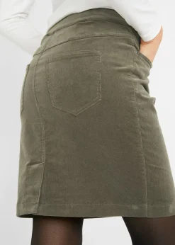 Mujer bonprix bonprix Falda de algodón de pana, elástica, con cintura cómoda