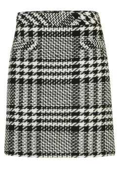 bonprix bonprix Faldas>Falda de bouclé suave Negro-blanco lana a cuadros