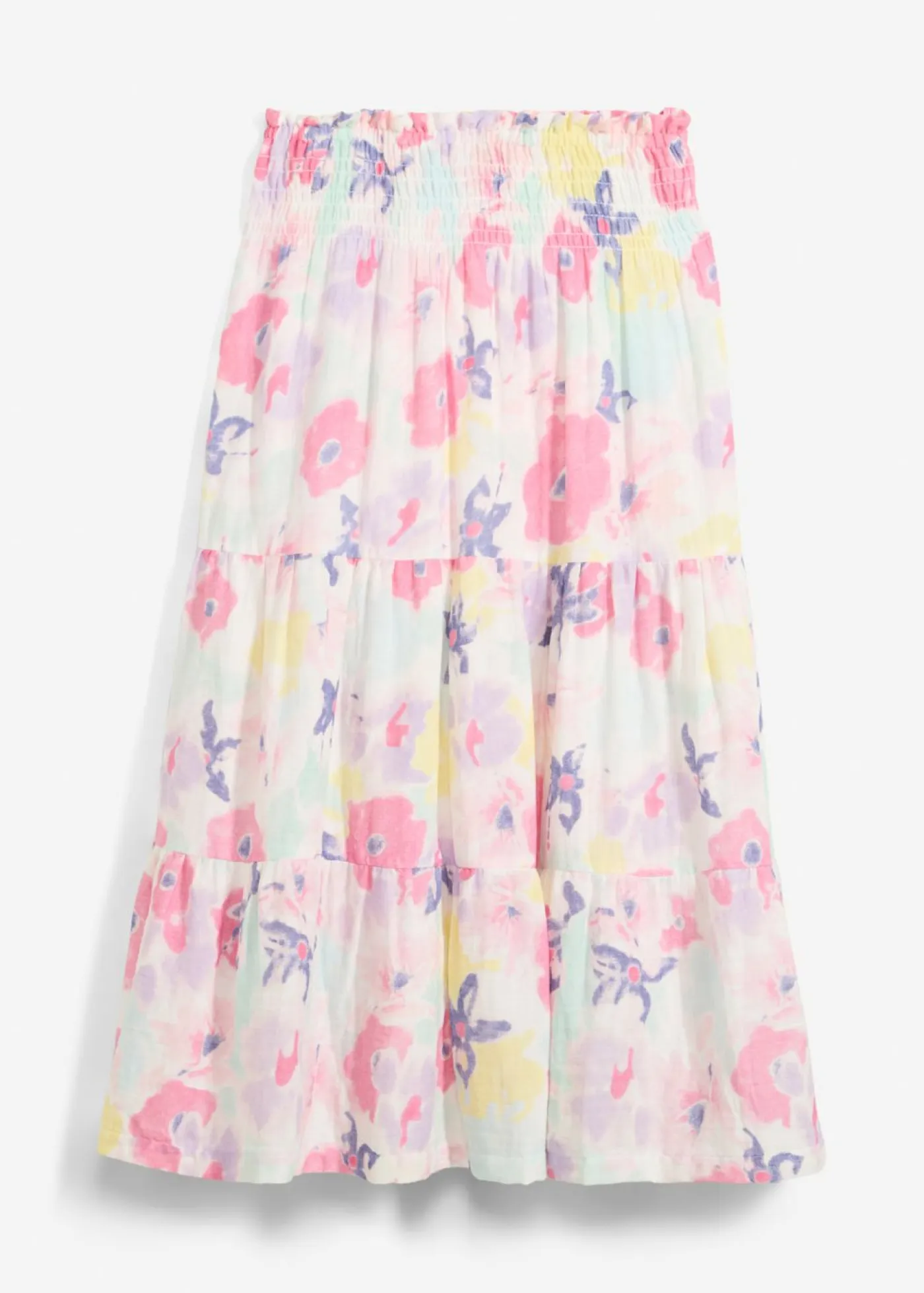 bonprix bonprix Faldas>Falda de capas de muselina rosa flamenco con flores