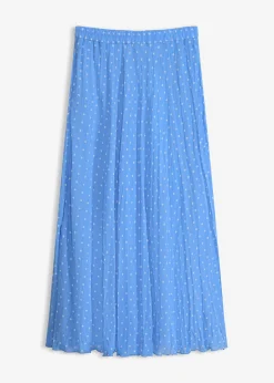 bonprix bonprix Faldas|Novedades>Falda de gasa con look arrugado Azul provenzal-blanco de lunares