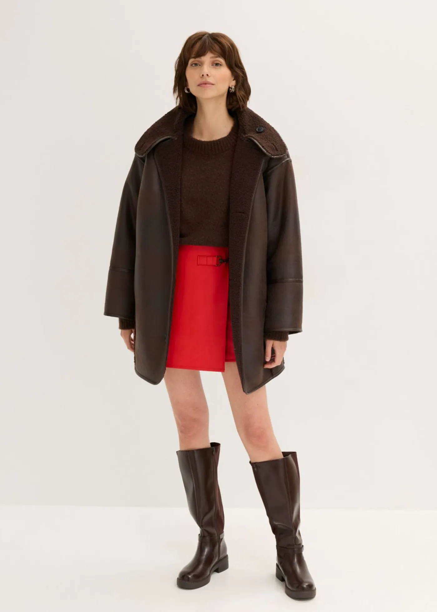 bonprix bonprix Faldas>Falda de piel sintética rojo lava