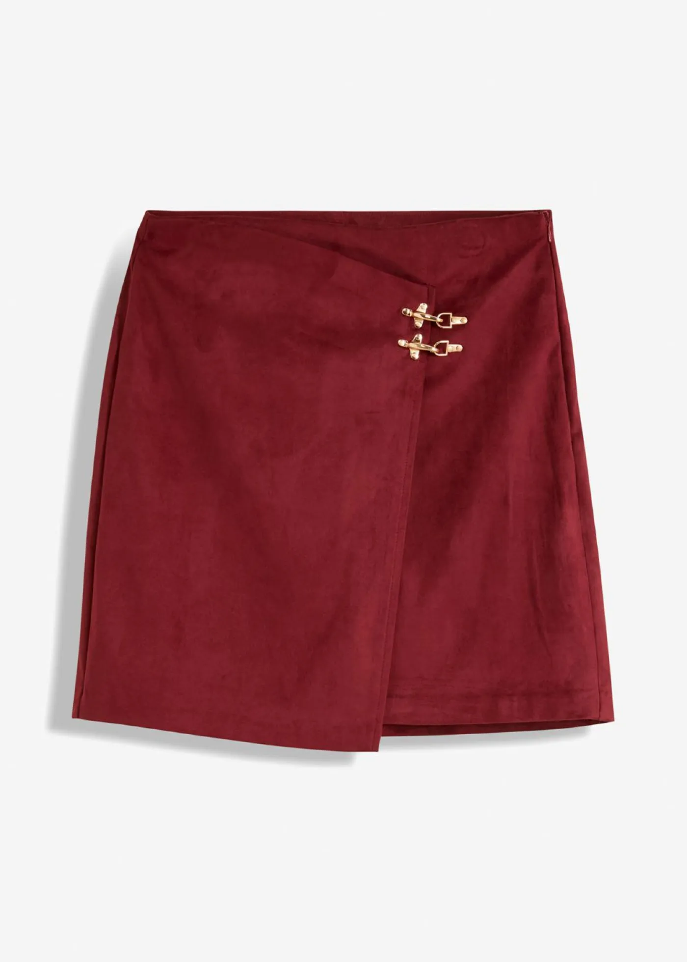 bonprix bonprix Faldas>Falda de piel sintética con aspecto cruzado Rojo rubí