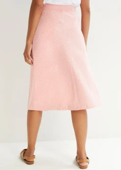 Mujer bonprix bonprix Falda de punto con rayas y largo hasta la rodilla