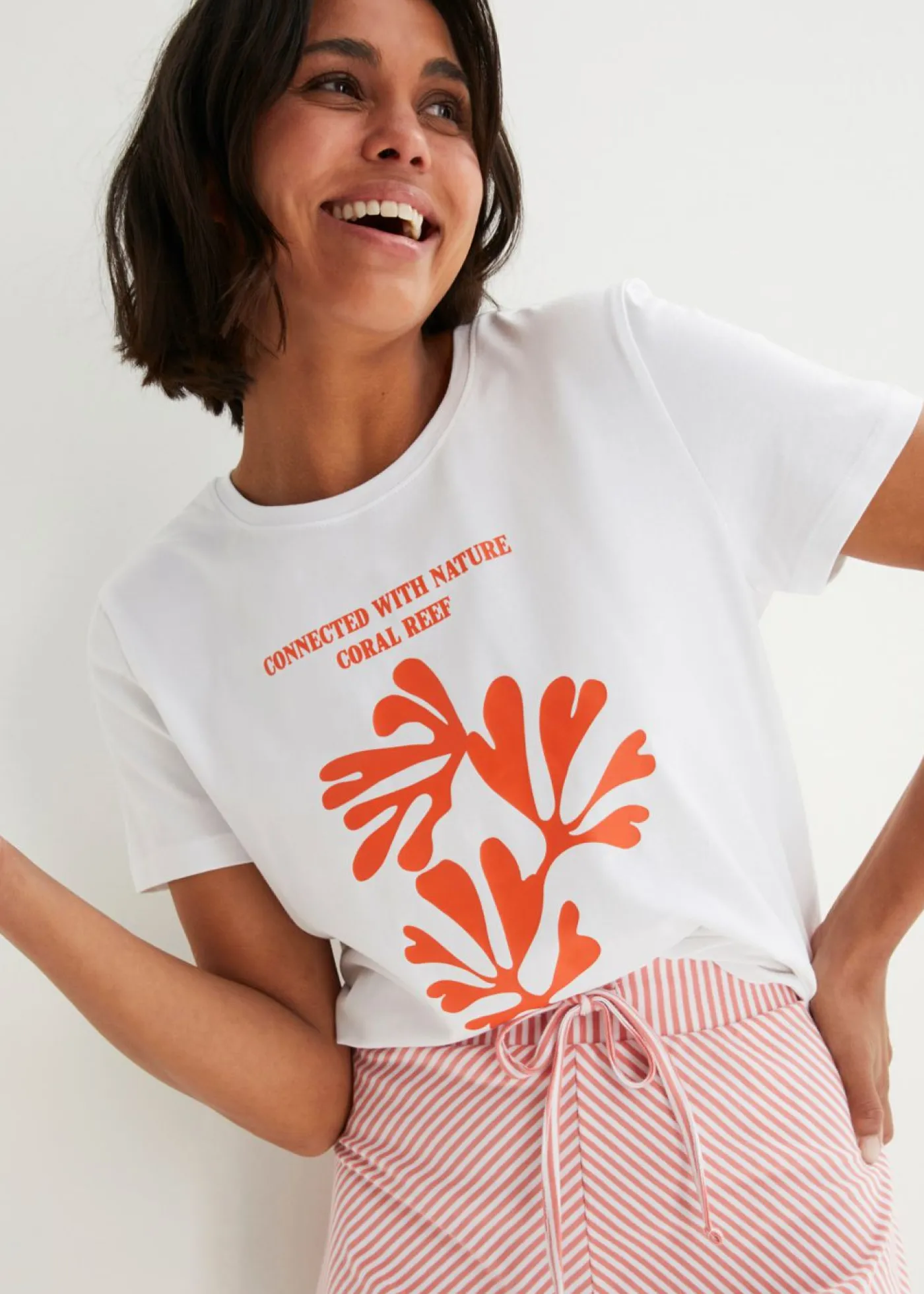 Mujer bonprix bonprix Falda de punto con rayas y largo hasta la rodilla