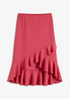 bonprix bonprix Faldas>Falda de punto con volantes Rosa medio