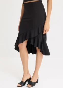 bonprix bonprix Faldas>Falda de punto con volantes Negro