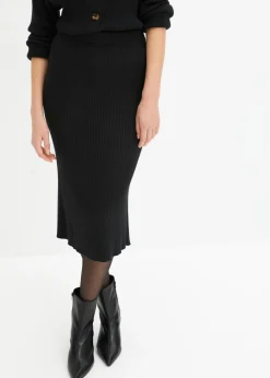Mujer bonprix bonprix Falda de punto de canalé de mezcla de viscosa