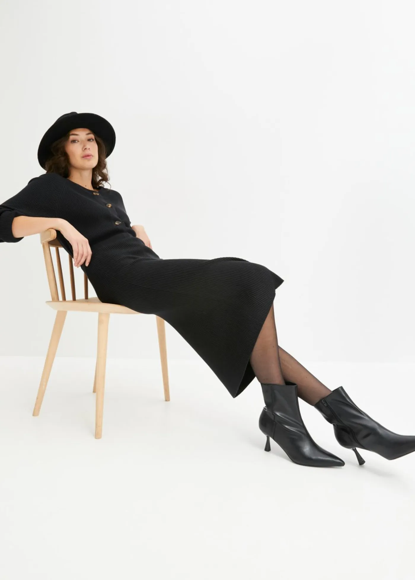 Mujer bonprix bonprix Falda de punto de canalé de mezcla de viscosa