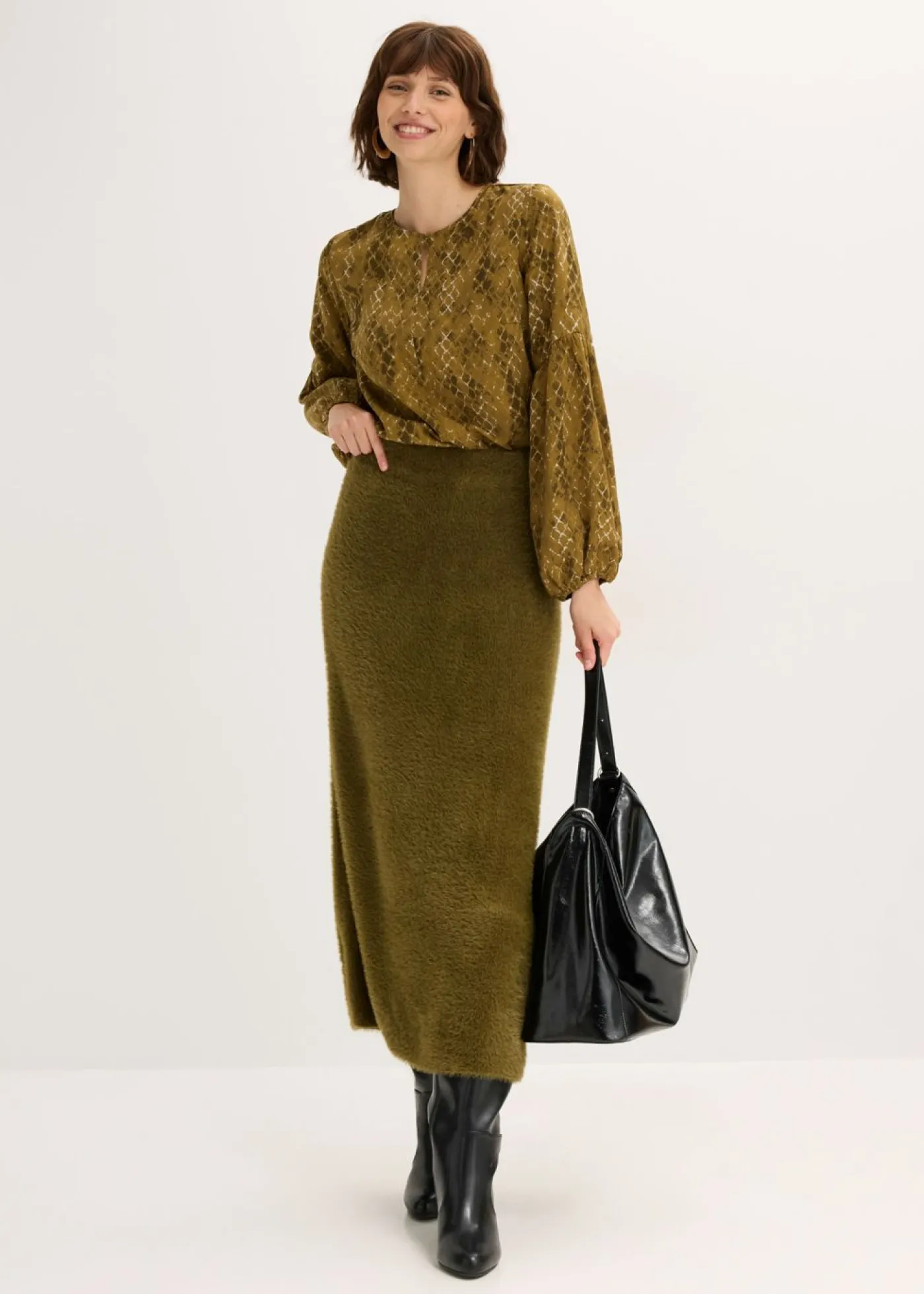 Mujer bonprix bonprix Falda de punto de hilo metálico suave