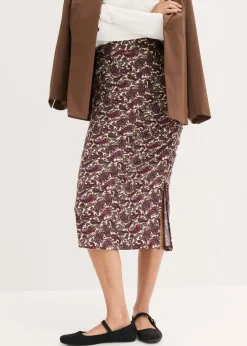 bonprix bonprix Faldas>Falda de punto de mezcla de viscosa fluida gris guijarro