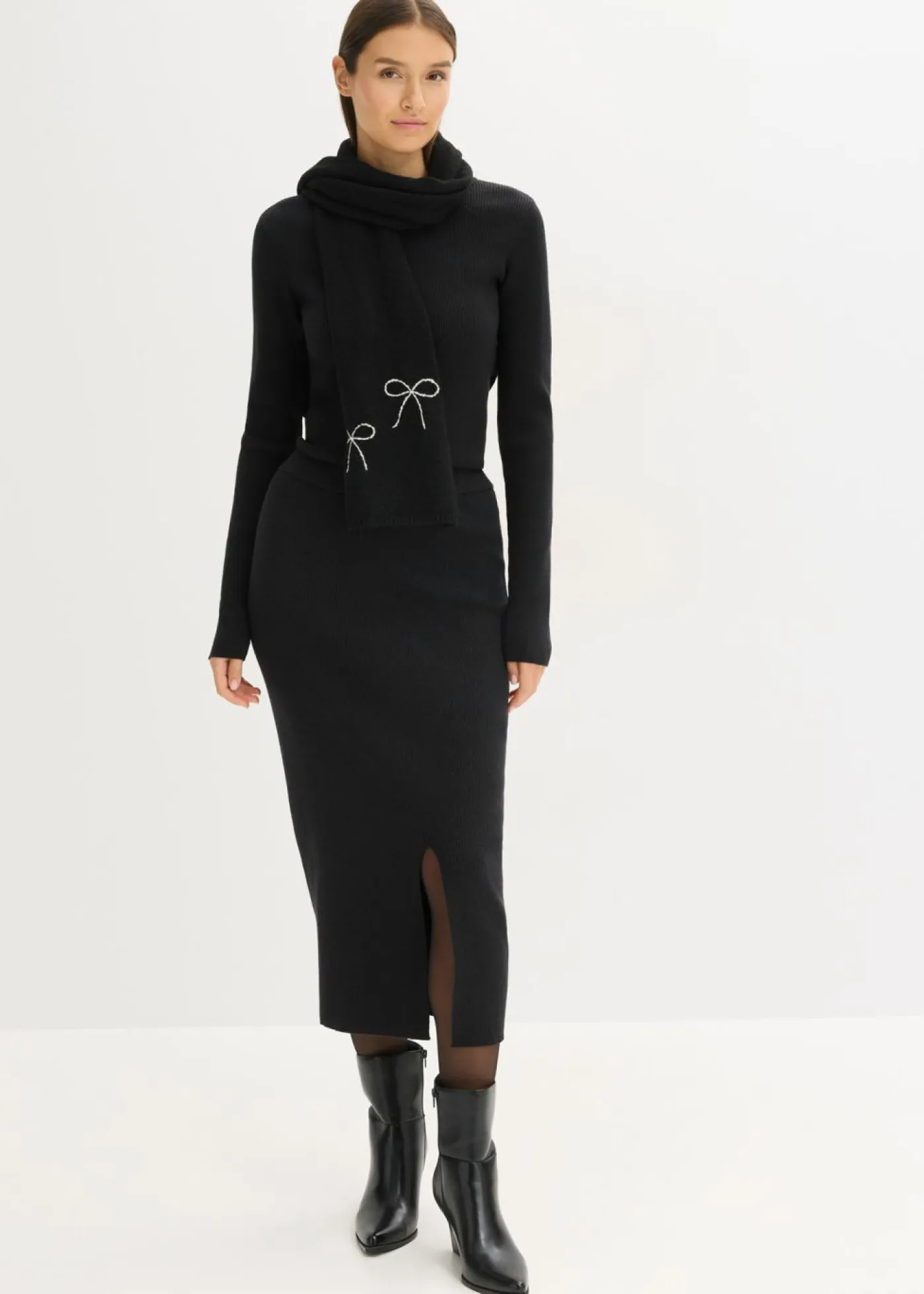 bonprix bonprix Faldas>Falda de punto fino de mezcla de viscosa suave Negro