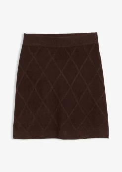 bonprix bonprix Faldas>Falda de punto trenzado Marrón oscuro