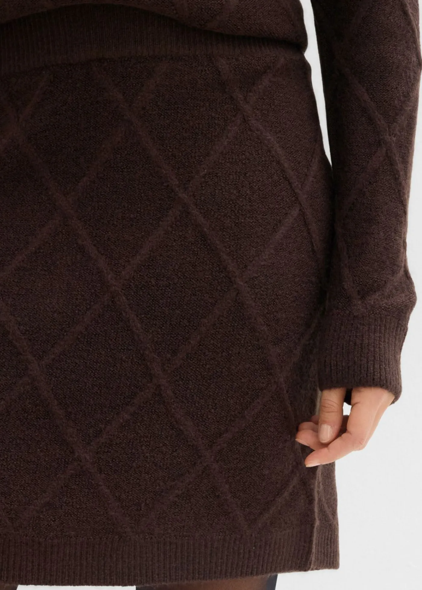 bonprix bonprix Faldas>Falda de punto trenzado Marrón oscuro