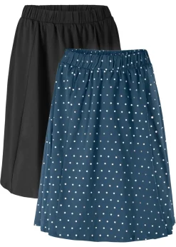 bonprix bonprix Faldas|Novedades>Falda de punto (2 unidades) azul marino / negro topos