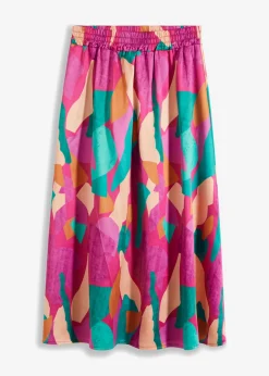 bonprix bonprix Faldas>Falda de satén estampada Rosa-azul petróleo estampado