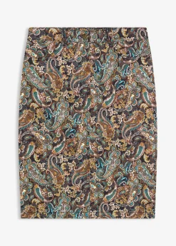 bonprix bonprix Faldas>Falda elástica con algodón Negro-beige