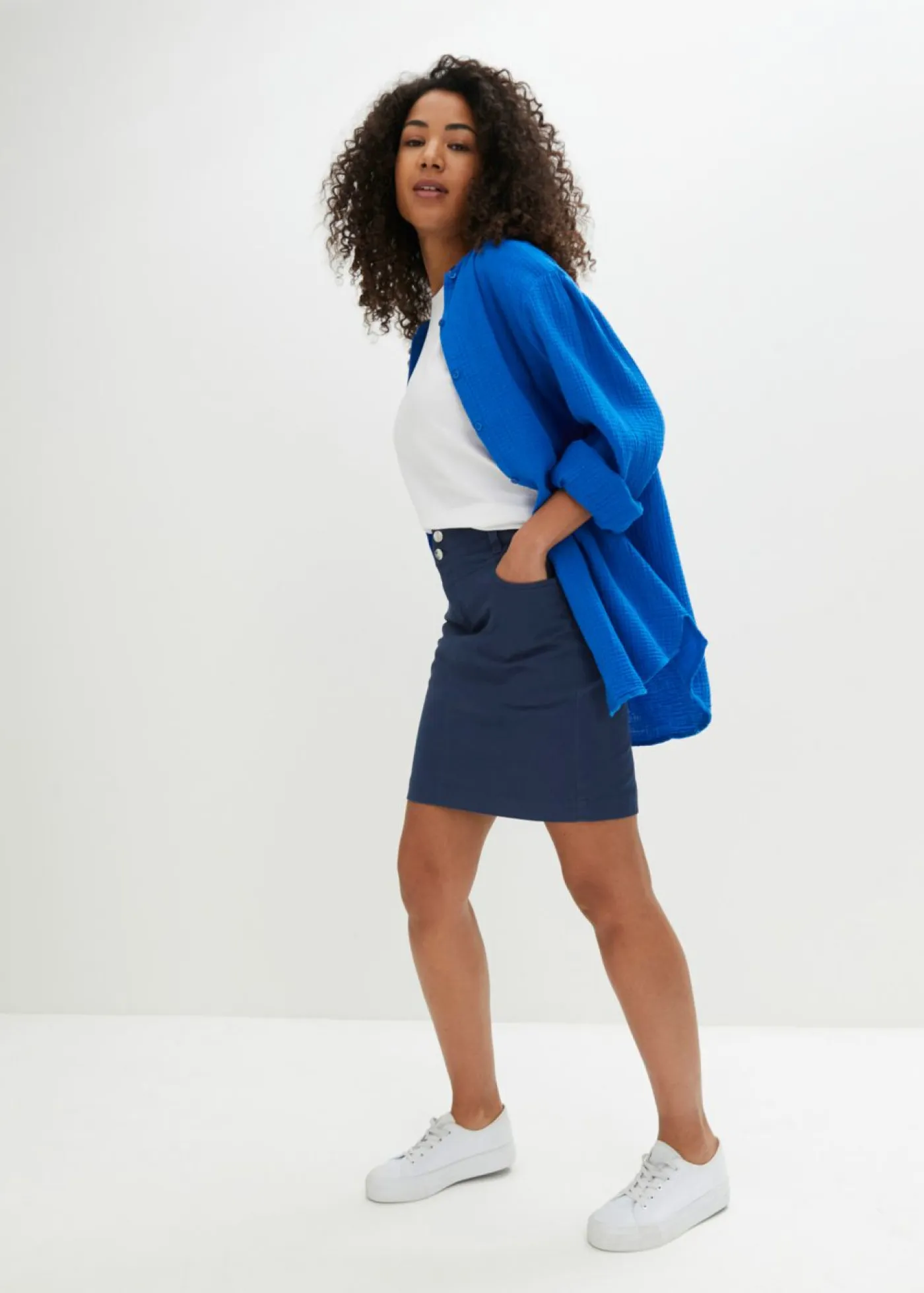 bonprix bonprix Faldas>Falda elástica con licra Azul almirante