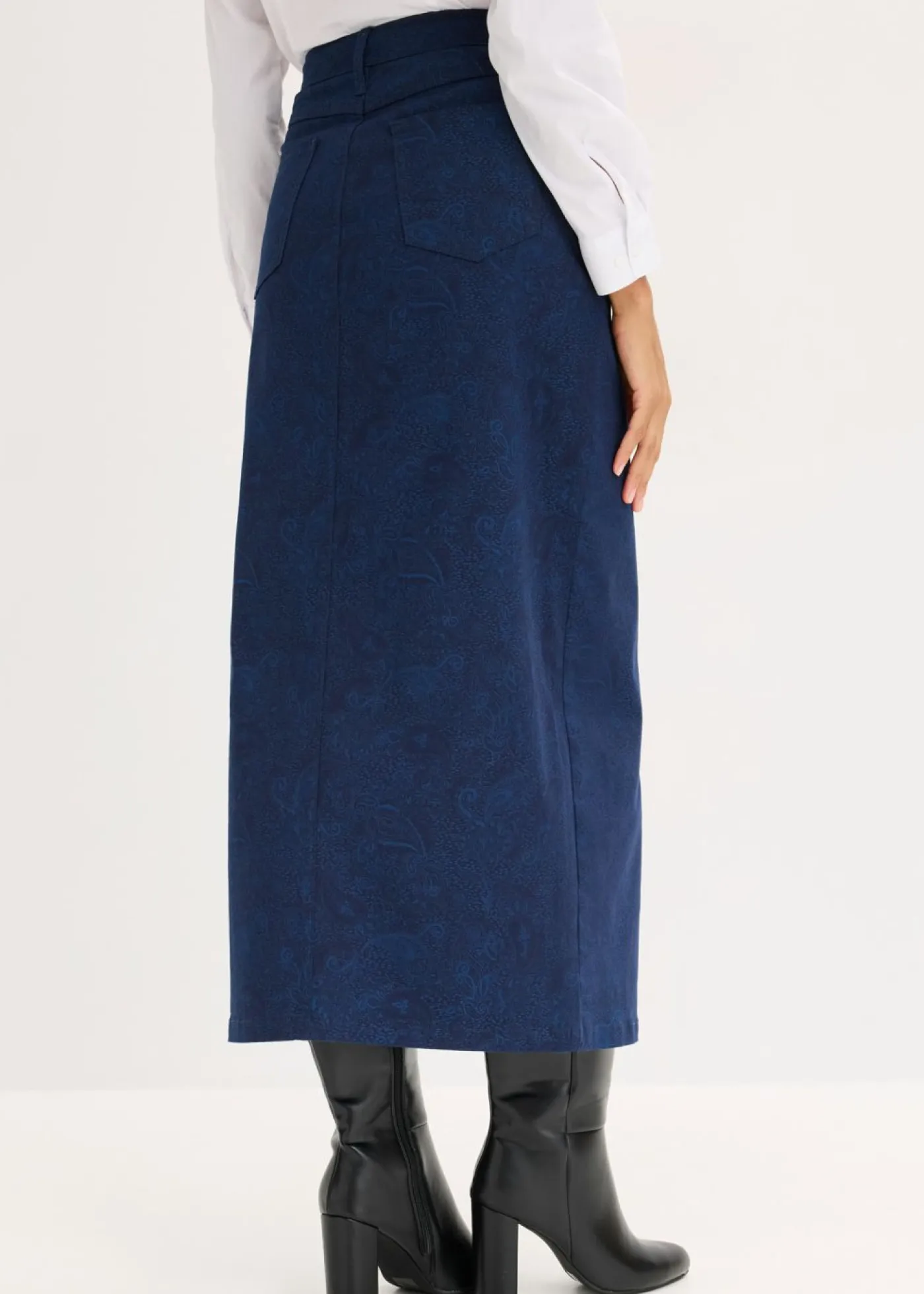 bonprix bonprix Faldas>Falda elástica de algodón Azul marino-índigo claro