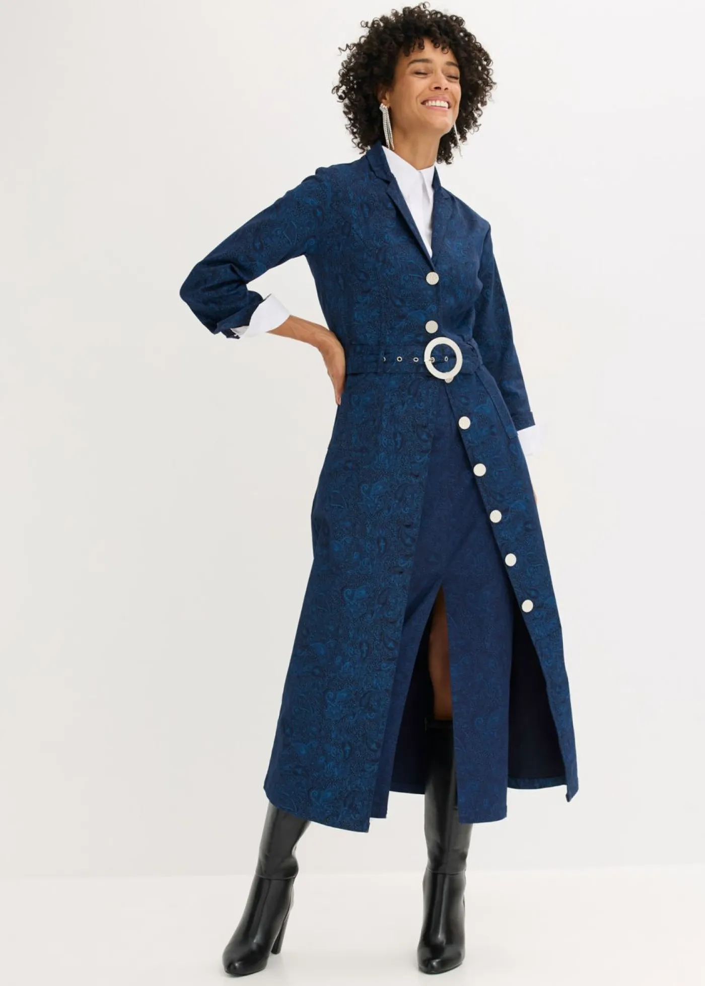 bonprix bonprix Faldas>Falda elástica de algodón Azul marino-índigo claro