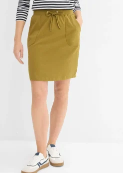 bonprix bonprix Básicos|Faldas>Falda elástica de algodón orgánico Verde-natural