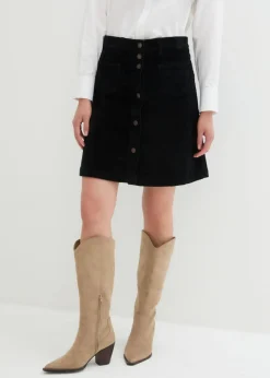 Mujer bonprix bonprix Falda elástica de pana con botones