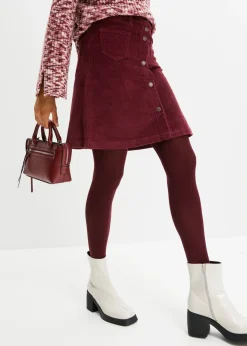 bonprix bonprix Faldas>Falda elástica de pana con botones rojo avellana