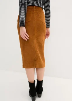 Mujer bonprix bonprix Falda elástica de pana con largo midi