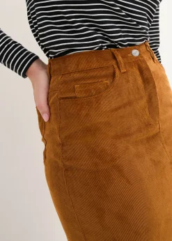 Mujer bonprix bonprix Falda elástica de pana con largo midi