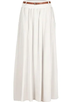 bonprix bonprix Faldas>Falda larga con cinturón (2 piezas) Beige