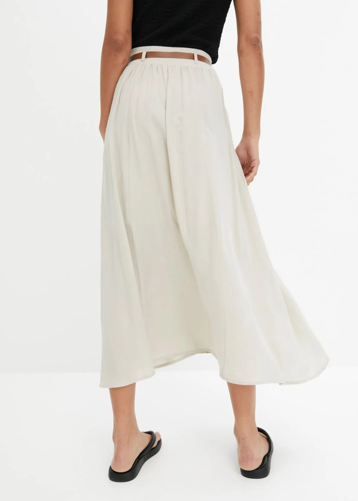 bonprix bonprix Faldas>Falda larga con cinturón (2 piezas) Beige