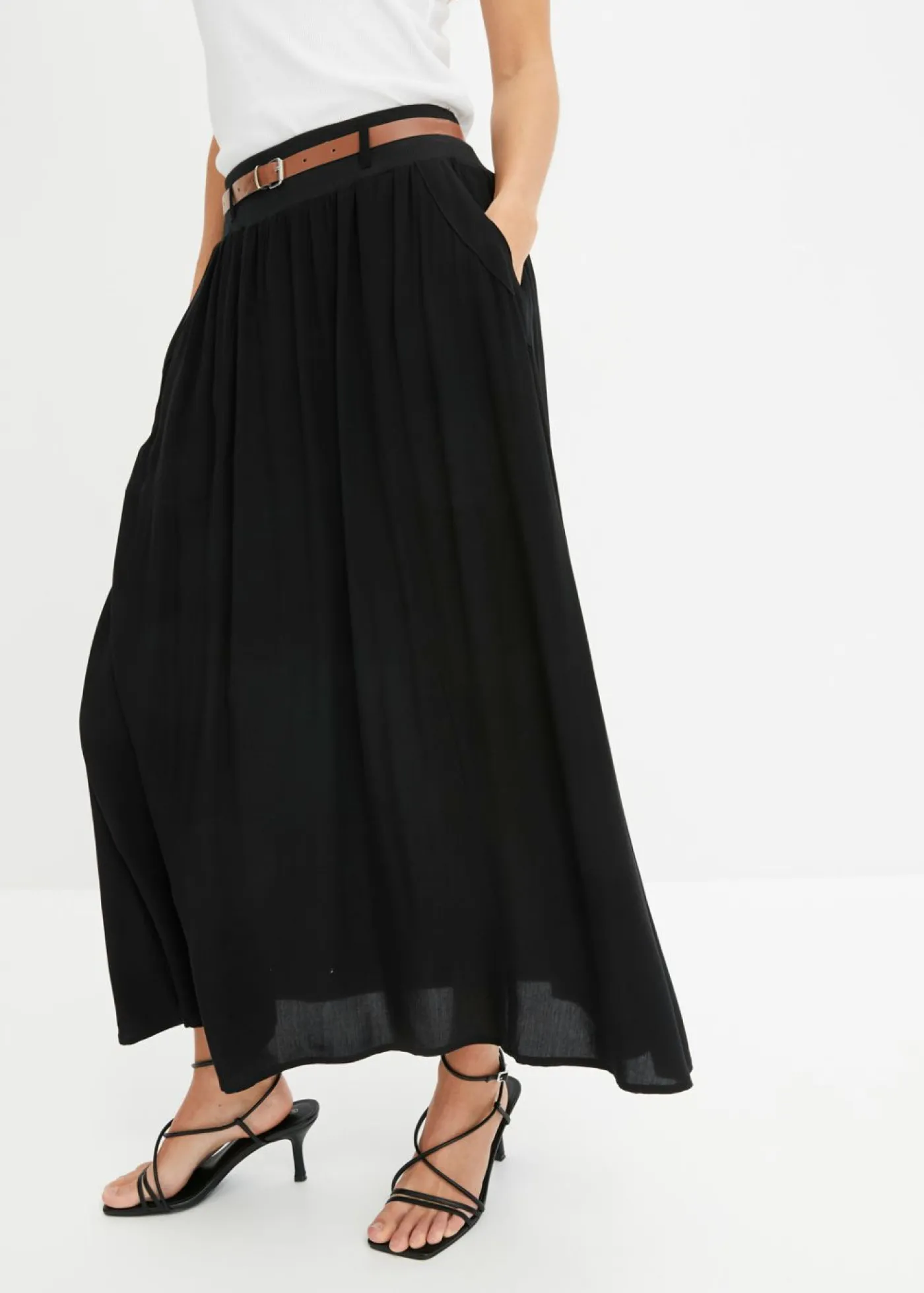 Mujer bonprix bonprix Falda larga con cinturón (2 piezas)