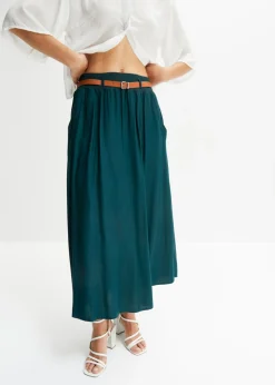 Mujer bonprix bonprix Falda larga con cinturón (2 piezas)